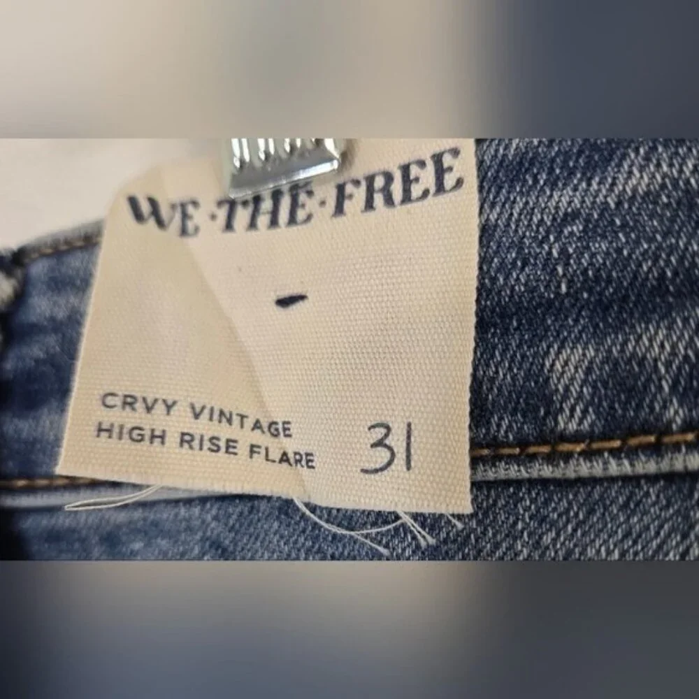 *NEW* We The Free Curvy Vintage High Rise Flare Jeans Hippie Boho Festival, 31 - Picture 6 of 9